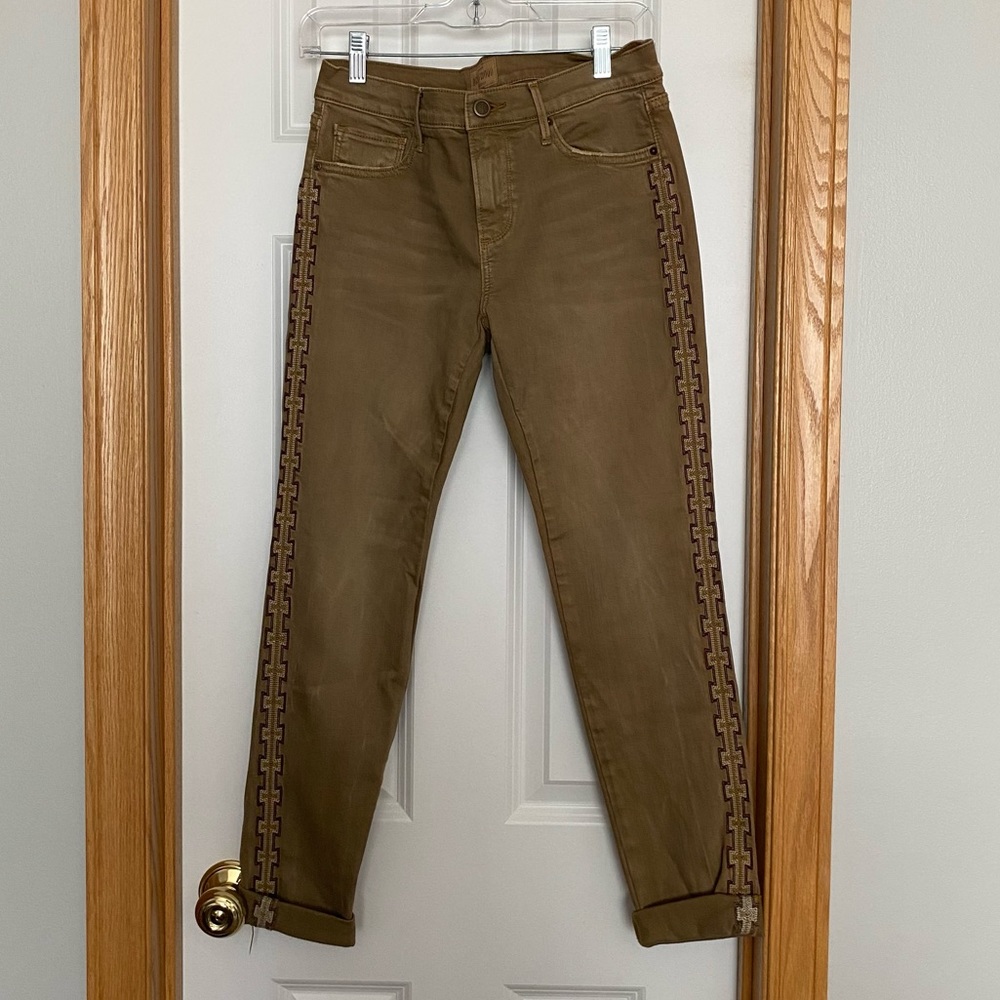 Driftwood Marilyn Tan Embroidered Jeans Size 27x29.5